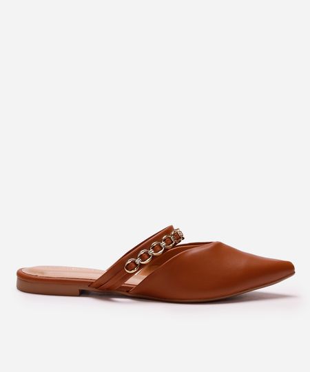 mule bico fino com corrente oneself marrom 35