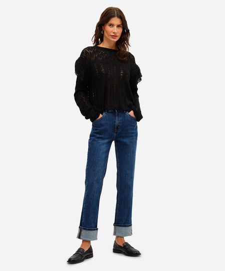 calça slim feminina jeans cintura média - jeans escuro 36 calça slim feminina jeans cintura média - jeans escuro 36