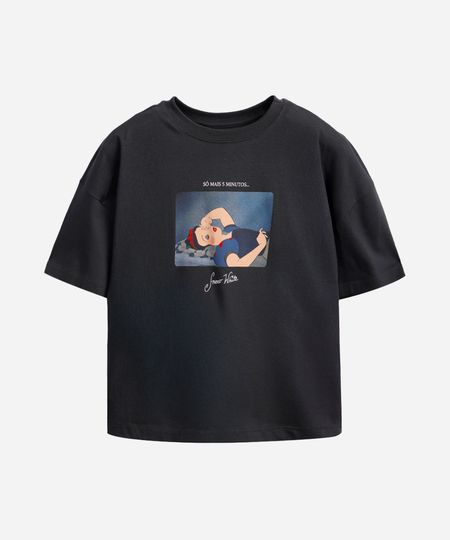 camiseta de algodão juvenil branca de neve cinza 14