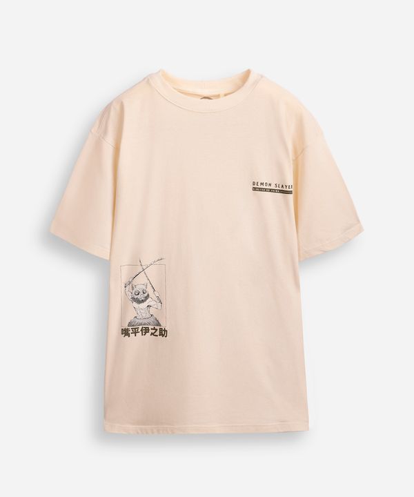 camiseta de algodão juvenil demon slayer bege 16