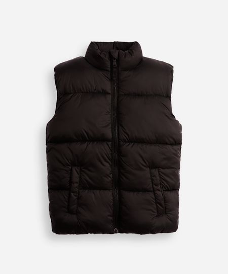 colete puffer infantil alongado preto 8