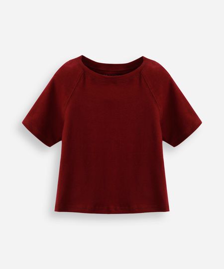 cropped de algodão juvenil manga raglan vinho 12 cropped de algodão juvenil manga raglan vinho 12