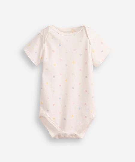 body infantil de algodão manga curta coração off white 6-9 body infantil de algodão manga curta coração off white 6-9