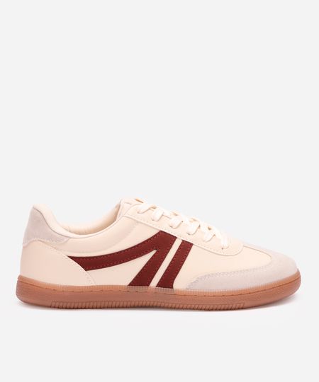 tênis casual com recortes bicolor ace bege 36