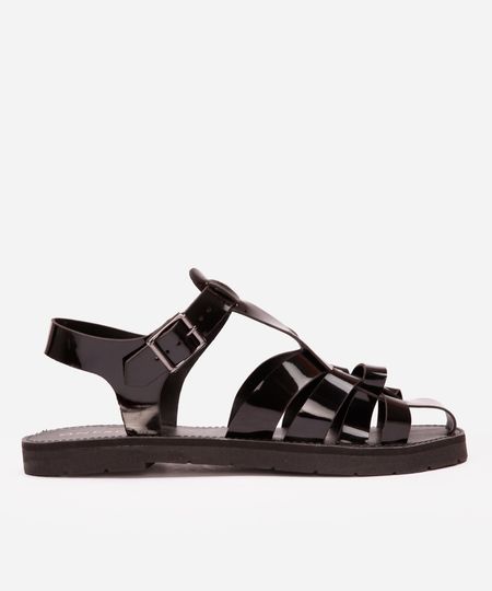 sandália fechada vernizada oneself preta 38 sandália fechada vernizada oneself preta 38