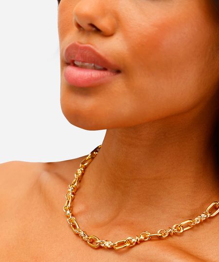 colar vintage de corrente dourado UNICO