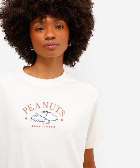 camiseta feminina de algodão peruano snoopy off white PP