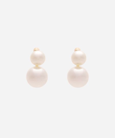 brinco de dupla pérolas dourado UNICO