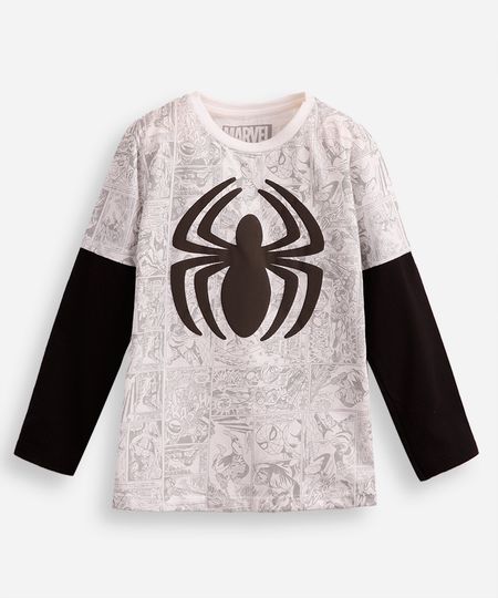 camiseta de algodão infantil manga longa homem aranha off white 4 camiseta de algodão infantil manga longa homem aranha off white 4