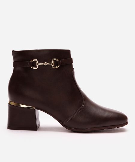 bota feminina cano curto com fivela modare marrom 35