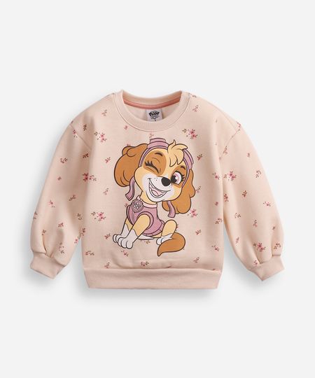 blusão de moletom infantil patrulha canina floral - bege 3 blusão de moletom infantil patrulha canina floral - bege 3