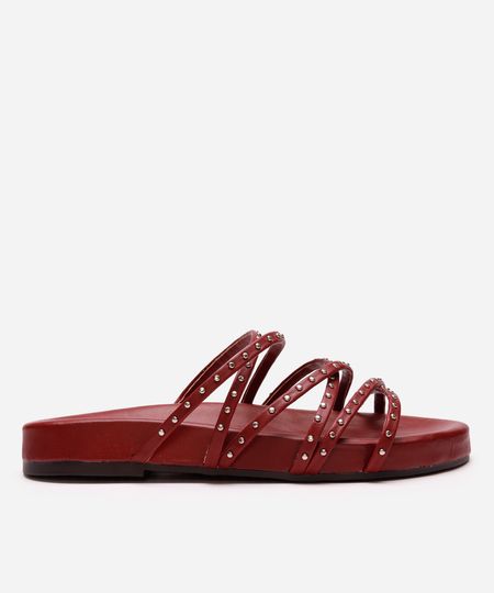 rasteirinha flatform feminina com tachas oneself vinho 35