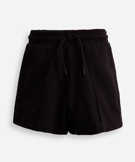 short de moletom infantil com nervura preto 10