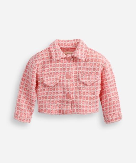 casaco de tweed infantil com corações rosa 5 casaco de tweed infantil com corações rosa 5