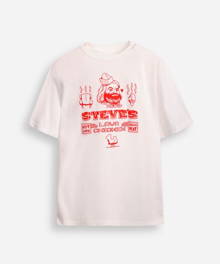 camiseta de algodão juvenil steve minecraft off white 16