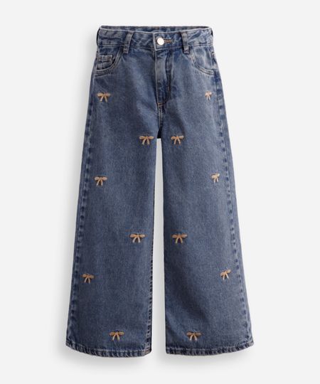 calça wide leg infantil jeans lacinhos azul 6 calça wide leg infantil jeans lacinhos azul 6