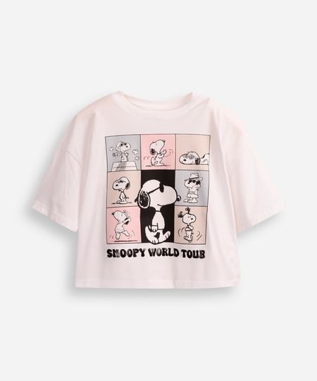 camiseta de algodão juvenil snoopy off white 16