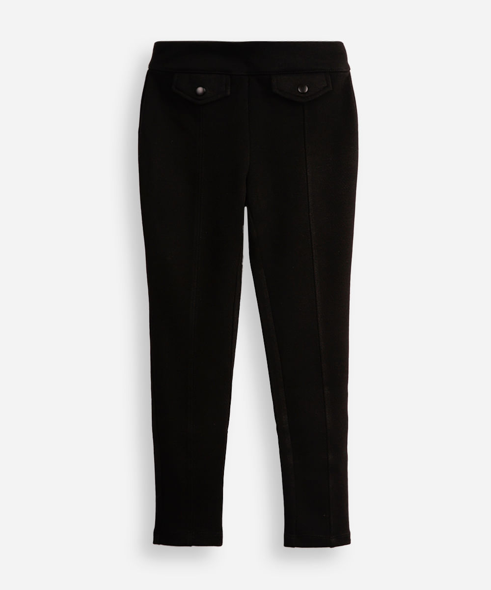 calça legging infantil de montaria com lapela preta