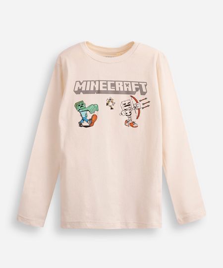 blusa de algodão infantil manga longa minecraft - areia 4 blusa de algodão infantil manga longa minecraft - areia 4