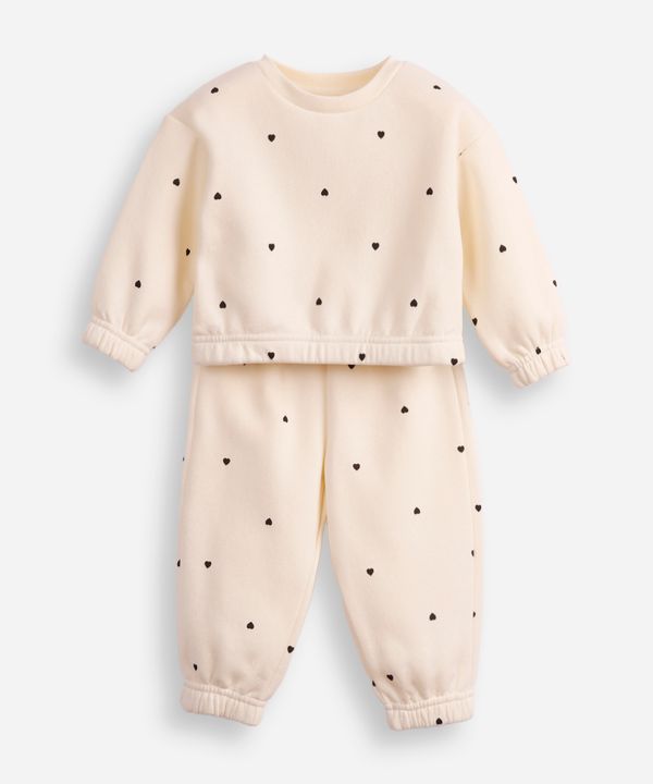 conjunto infantil longo de moletom coração off white 3