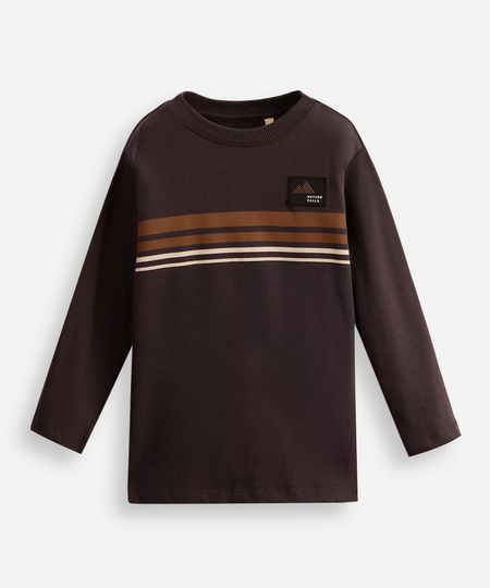 blusa de algodão infantil manga longa listrada cinza 4