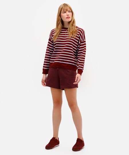 short básico de malha com recortes cintura alta vinho PP short básico de malha com recortes cintura alta vinho PP