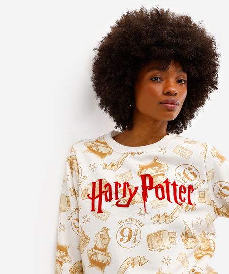 blusão feminino de moletom harry potter off white GG