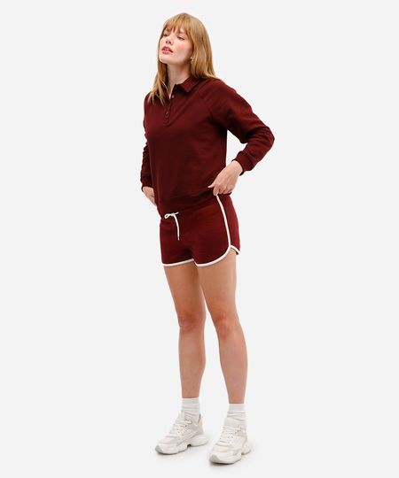 short básico feminino com elástico vinho M