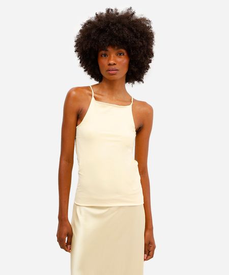 regata halterneck feminina de poliamida amarela GG regata halterneck feminina de poliamida amarela GG