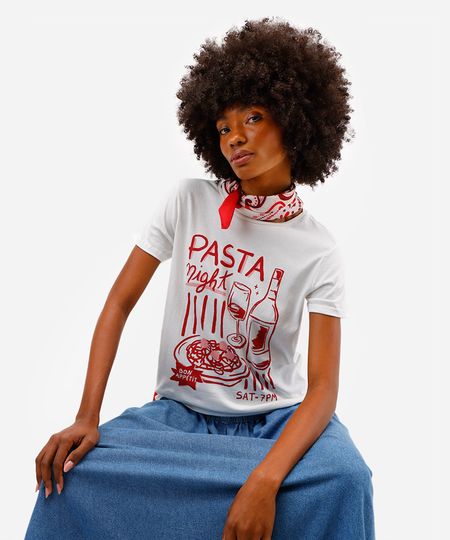 camiseta feminina de algodão pasta night off white M camiseta feminina de algodão pasta night off white M