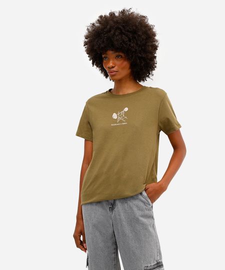 camiseta de algodão manga curta segurando a barra verde PP