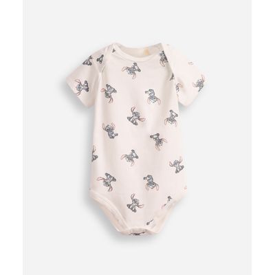 body infantil de algodão manga curta stitch off white