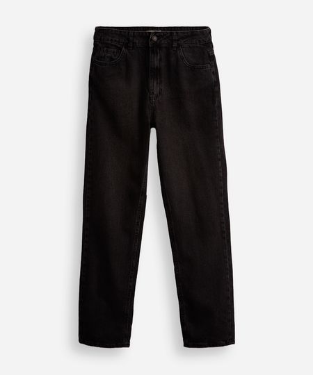 calça reta juvenil jeans preta 10
