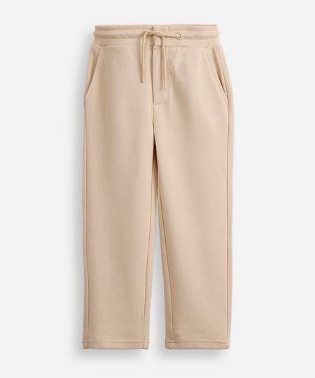 calça reta infantil de algodão piquet bege 4