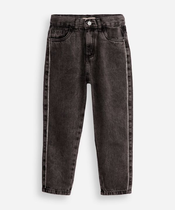 calça mom infantil jeans com strass preta 6