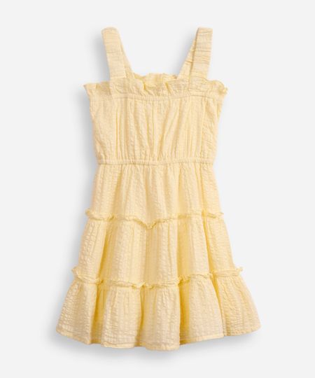 vestido de algodão infantil texturizado amarelo 12