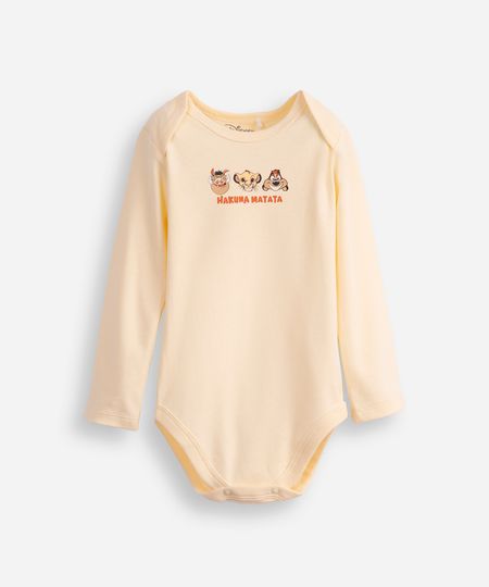 body infantil de algodão manga longa hakuna matata amarelo 6-9 body infantil de algodão manga longa hakuna matata amarelo 6-9