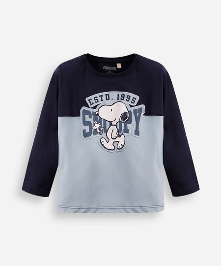 blusa de algodão infantil manga longa snoopy azul 3 blusa de algodão infantil manga longa snoopy azul 3
