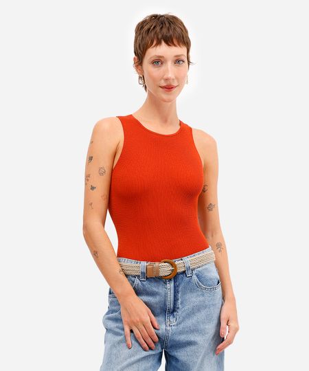 body cavado feminino de poliamida texturizado laranja P body cavado feminino de poliamida texturizado laranja P