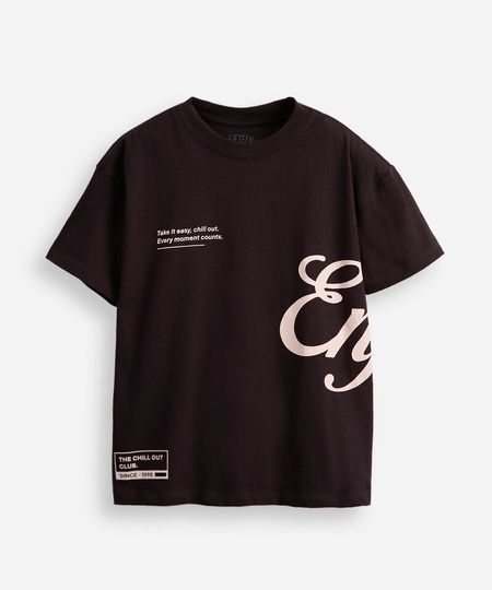camiseta de algodão juvenil enjoy cinza 16