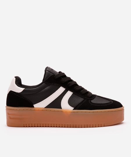 tênis plataforma casual com recortes ace preto 37