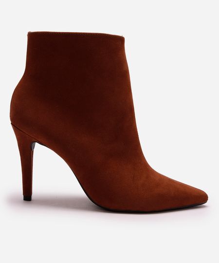 bota salto alto fino cano curto marrom 34