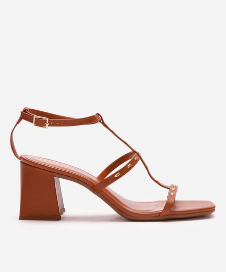 sandália salto médio boho oneself marrom 35 sandália salto médio boho oneself marrom 35