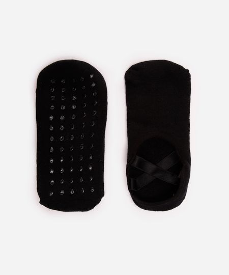 meia feminina sapatilha com antiderrapante preta 34-39 meia feminina sapatilha com antiderrapante preta 34-39