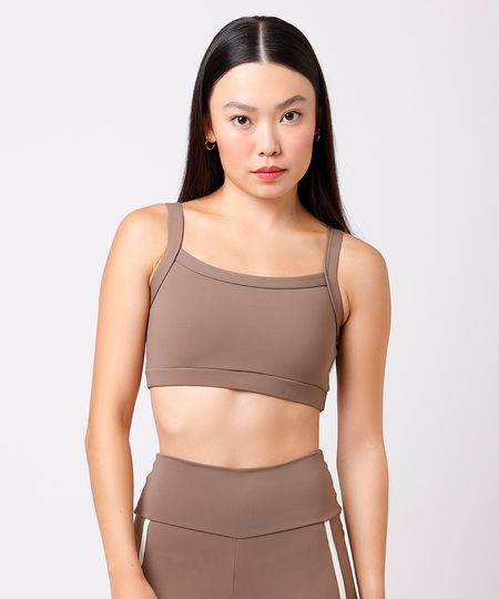 top feminino de poliamida mindset sport marrom M