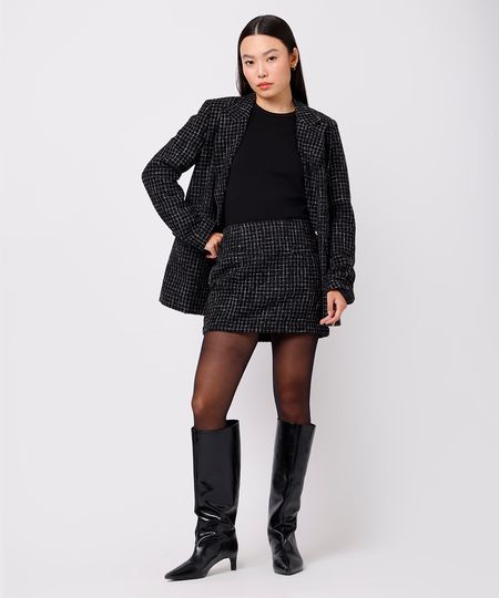 minissaia feminina de tweed xadrez mindset preta 46 minissaia feminina de tweed xadrez mindset preta 46