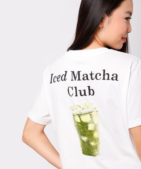 camiseta feminina de algodão iced matcha club mindset off white PP camiseta feminina de algodão iced matcha club mindset off white PP
