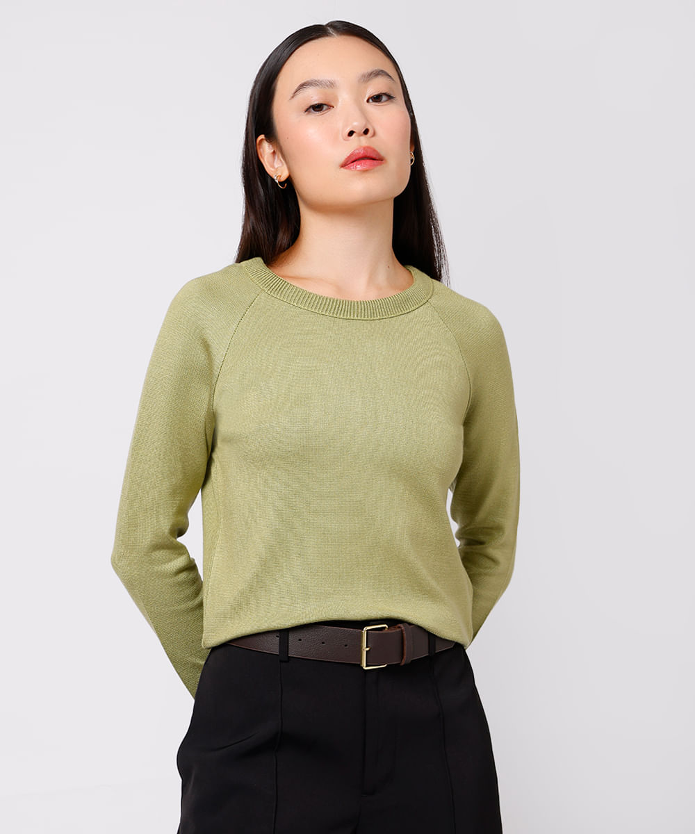 suéter feminino de tricot mindset - verde