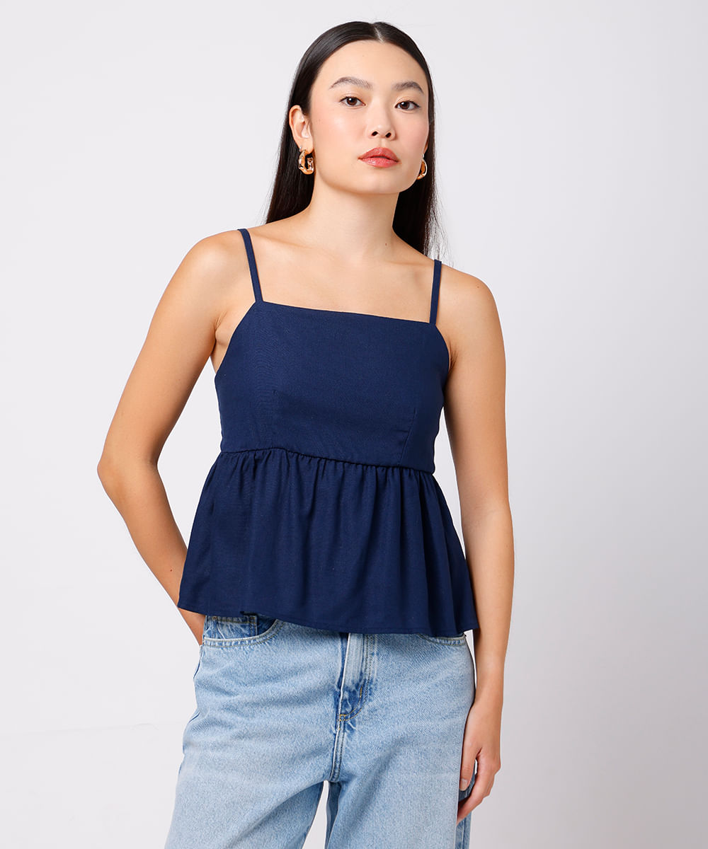 bata feminina com linho mindset azul