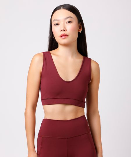 top feminino de poliamida decote v mindset sport vinho PP top feminino de poliamida decote v mindset sport vinho PP